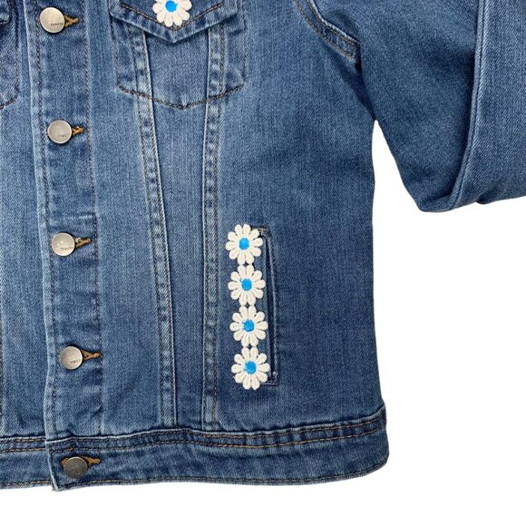 Tractor Denim Jacket Sugar Skull Jean Pink Black Day Dead Trucker Girls Large - Picture 5 of 11